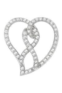 1.0 Cttw White Diamond Awareness Ribbon & Open Heart Necklace